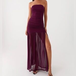 Peppermayo Savaya Strapless Maxi Dress Mulberry Ruched NWT Size 10